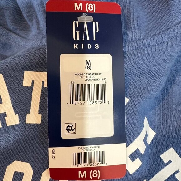 Gap Unisex Kid Size M (8) Blue 1969 San Francisco‎ Logo Hooded Sweatshirt NWT - Picture 7 of 10